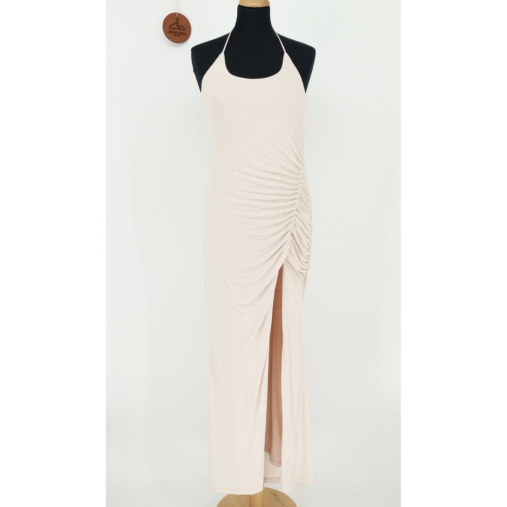 Meshki Womens Allison Jersey Ruched Split Maxi Dress Rosewater Size Large NWT
